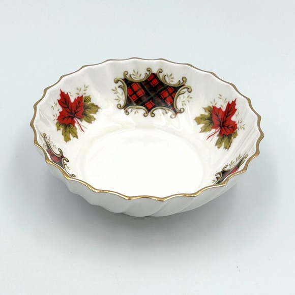 Royal Adderley Other - VTG 60s Royal Adderley Maple Leaf Tartan Berry Nut Bowl Fine Bone China England